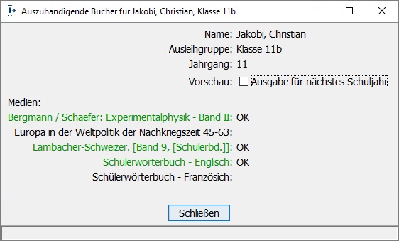 Auszuleihende B�cher