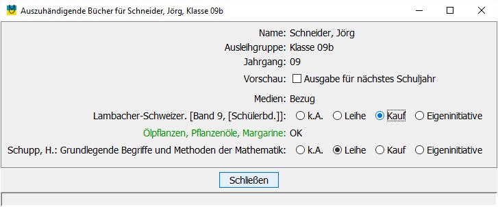 Auszugebende B�cher