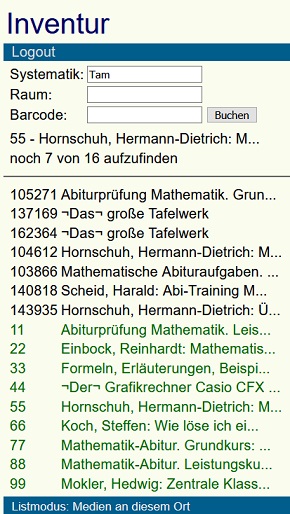 Inventur f�r einen Ort